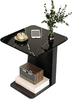 Bedside/Sofa Side Table – Two-Tier Micro-Crystalline Stone Table (Suitable as Living Room Corner Table or Bedroom Nightstand)