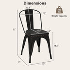 GIANTEX Metal Dining Chairs Set of 4, Stackable Armless Kitchen Side Chair with Detachable Backrest & PU Leather Padded Seat, Modern Dinette Chairs for Dining Room, Cafe, Restaurant, Bar (Black)
