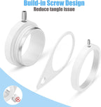 1" White Flag Pole Rings, 2 Pcs Anti Wrap Aluminum Alloy Flag Pole Clips Swivels, 360° Rotating Flagpole Flag Mounting Rings, Spinning Flag Pole Kit for 0.75-1.02" Diameter (Φ1, White)