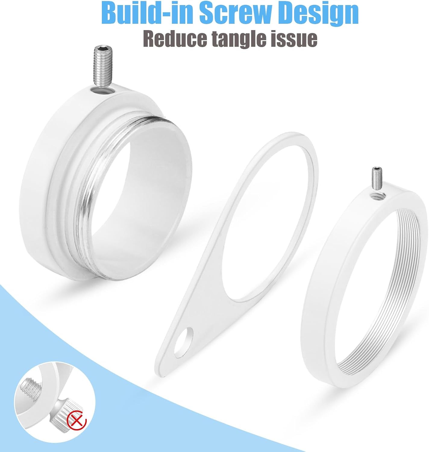 1" White Flag Pole Rings, 2 Pcs Anti Wrap Aluminum Alloy Flag Pole Clips Swivels, 360° Rotating Flagpole Flag Mounting Rings, Spinning Flag Pole Kit for 0.75-1.02" Diameter (Φ1, White)
