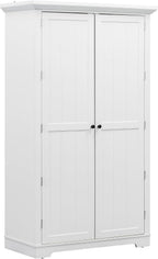 72''H Farmhouse Kitchen Pantry Cabinet, Freestanding Kitchen Pantry with Door Shelves, Adjustable Shelves, and 6 Drawers, Large Cupboard for Dining Room Living Room, White