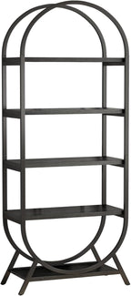 Arched Bookshelf,5-Tier Tall Wide Open Bookshelf,Modern Brown Storage Bookshelves, Freestanding Display Rack Shelving Unit for Office, Bedroom, Living Room, Easy Assembly, Black