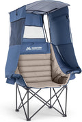 Huskfirm Camping Chair with Canopy Shade, Folding Oversized Beach Chair with Canopy, Heavy Duty Canopy Chair with Cup Holders, Carry Bag, Supports 400 lbs, for Beach, Sports, Fishing, Lawn Blue