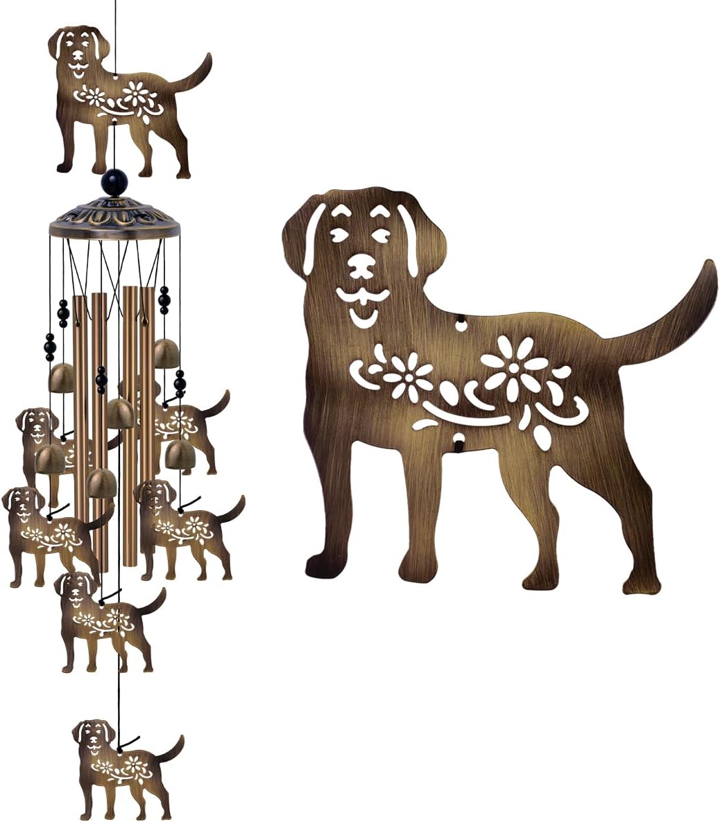 Outdoor Dogs Wind Chimes - Bronze Memorial Wind Bells, Mobile Sympathy Wind Catcher, Romantic Puppy Decor, Windchimes for Home, Balcony, Tree, Festival, Garden Hanging Decoration, Gifts for Mom