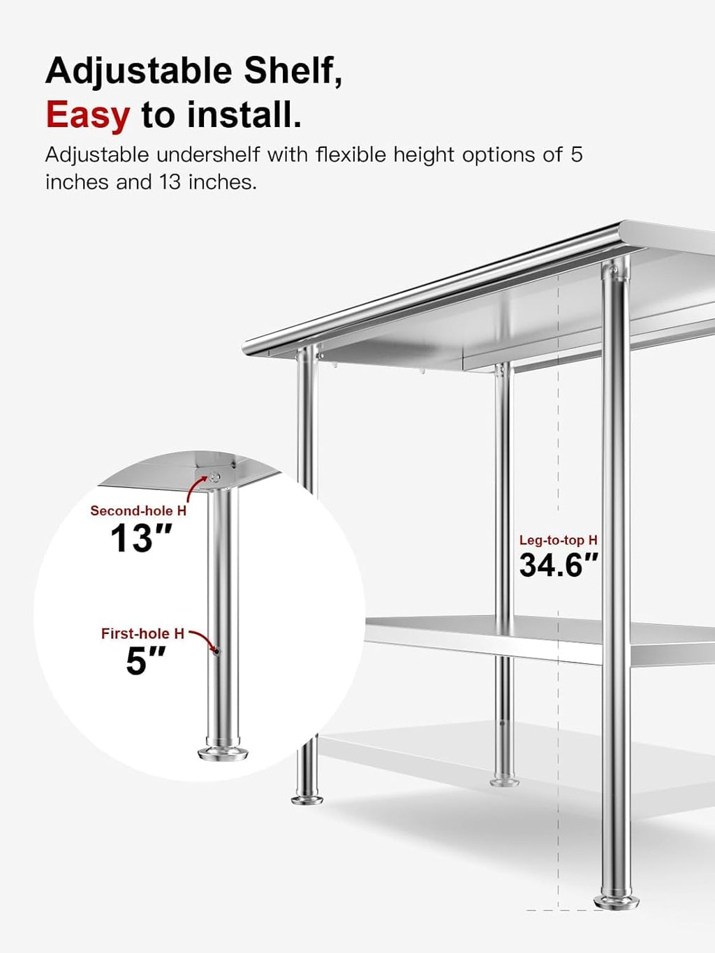 Atelicf NSF Stainless Steel Prep Table 24X48 inch with Backsplash | Commercial-grade table for restaurants, kitchens, food trucks, breweries, bars, garages, and outdoor BBQ