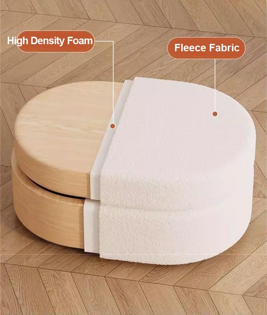 Oval Ottoman with Storage,Fleece Fabric Bed End Stool,Upholstered Padded Seat with Large Storage Space,Shoes Changing Stool for Entryway (Pink)