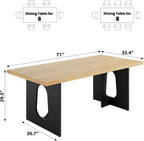 GarveeHome Dining Table for 6-8 People - 71" Modern Long Kitchen Table with Large Tabletop & Heavy Duty Pedestal Legs, Dinner Table for Kitchen, Conference Room, Home, Natural & Black