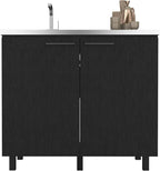 Utility Sink Cabinet Burwood, Kitchen, Black