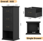 Tribesigns 4-Drawer File Filing Cabinet, Vertical Office File Cabinet,Black | Wooden Filing Cabinet for Legal/A4/Letter Size, Narrow Tall File Storage with Adjustable Hanging Rods for Home Office