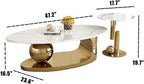 Modern Coffee Table Set of 2 - Stylish Black & Gold Oval Nesting Tables for Living Room, Contemporary Center & Side Table, 47" + 18" Cocktail Table Combo
