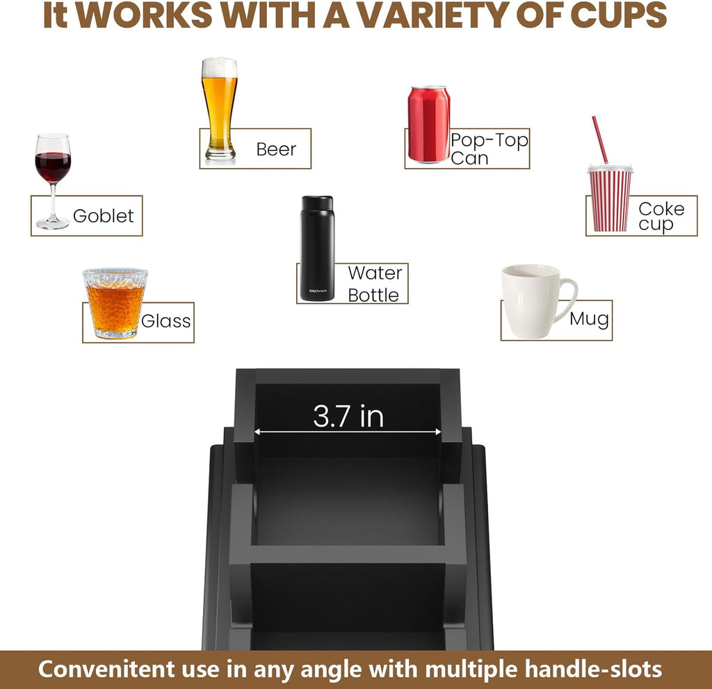 Bamboo Sofa Armrest Tray - Couch Arm Tray with Detachable Couch Cup Holder - 2 in 1 Anti-Slip Foldable Sofa Armchair Caddy Table - Cup Holder for Drinks Cellphone Snacks, Remote