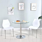 23.4" Round Glass Dining Table, Modern Circular, Sturdy Base and Perfect for 2-4 Seat, Bistro Style for Dining Room, Living Room, Balcony, Cafe