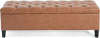 Christopher Knight Home Ottilie PU Leather Storage Ottoman Bench, Wooden Rectangular Ottoman with Storage, Bedroom End of Bed Foot Stool, Entryway Ottoman Footrest, Living Room Extra Seat, Brown