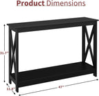 ZENY Console Table, Entryway Table, Narrow Sofa Table with 2-Tier Shelves, Entrance Table for Living Room, Entryway, Hallway, Foyer (Black, 11.8" D x 47" W x 31.7" H)