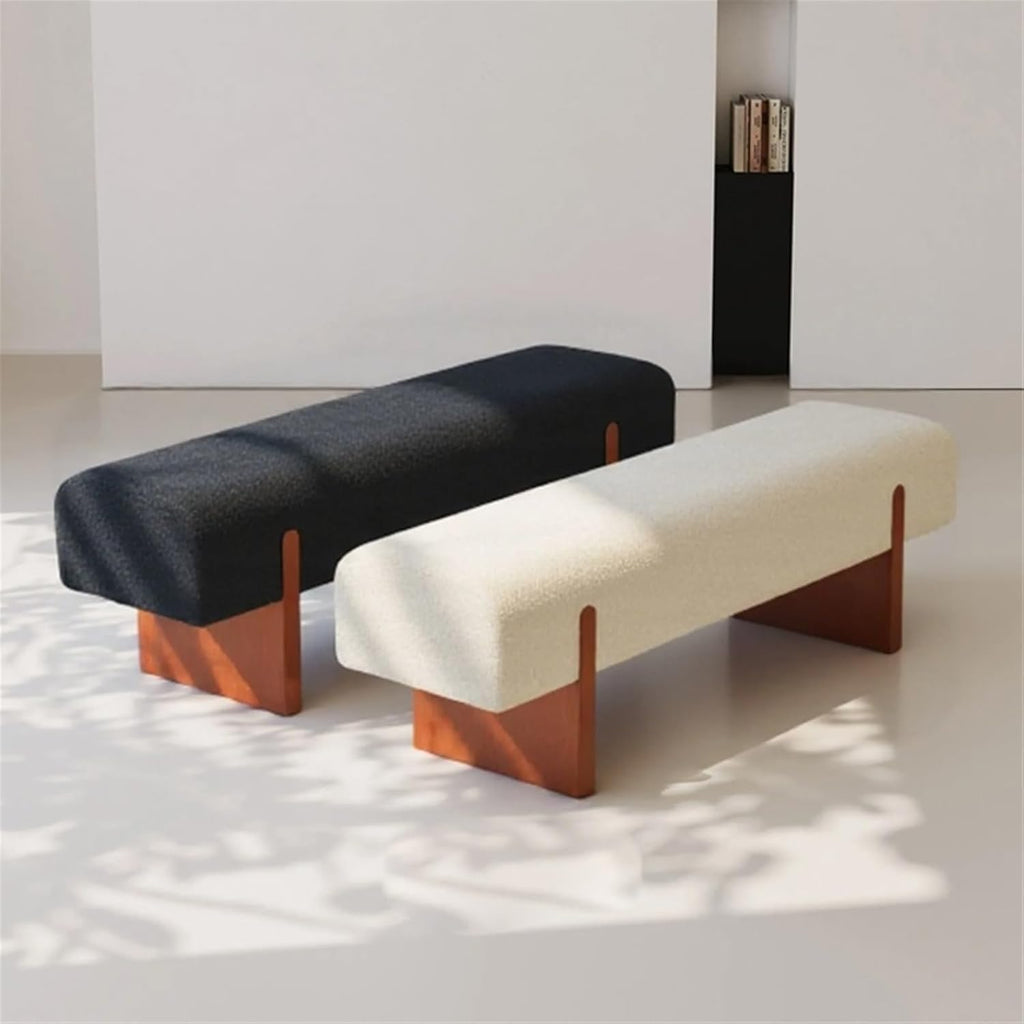 Modern Wooden Bed end Bench Dining Table Upholstered Shoe Changing Dressing Room Rest Area Entryway(Large)