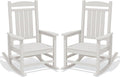 KINGYES Oversized Outdoor Rocking Chairs Set of 2, HDPE Porch Rocker, White | - Rocking Chairs for Outdoor with Wide Seat - 350LBS Support for Adults