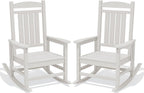 KINGYES Oversized Outdoor Rocking Chairs Set of 2, HDPE Porch Rocker, White | - Rocking Chairs for Outdoor with Wide Seat - 350LBS Support for Adults