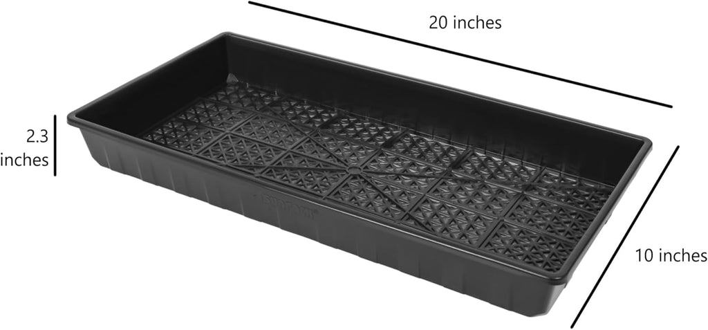 SUNPACK 10" x 20" Heavy Duty Mesh Plastic Seed Starting Tray, Black, 2.3" - Ensures Water Drainage and Aeration, Perfect for Greenhouses or Indoor Gardening