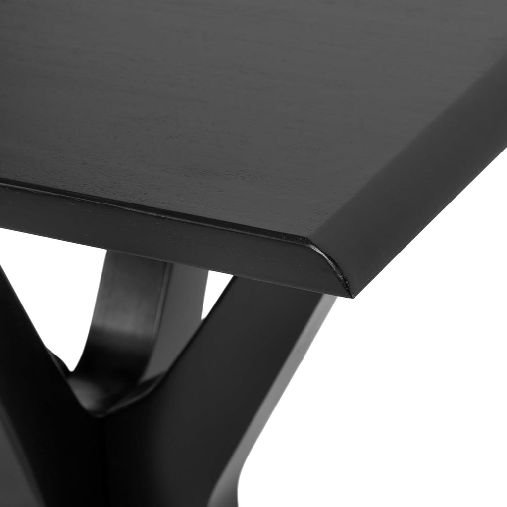 Kate and Laurel Yates Mid-Century Modern Wooden Rectangle Side Table, 22 x 18 x 25, Black, Transitional Rectangular End Table with Geometric X-Design for Use as Bedroom Black Night Stand