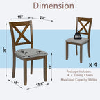 Ball & Cast Wood Frame Dining Chairs Set of 4, Modern Linen Upholstered Kitchen-Chairs with Padded Seat, 330lb Heavy Duty X-Backrest Side Chair for Dining Living Room, Easy Assembly, Walnut