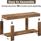 Solid Wood Bench - 42.5" Long Farmhouse Entryway Bench, Narrow End of Bed Storage Benches Seat for Indoor, Entryway, Dining Room, Living Room, Bedroom and Hallway, Natural