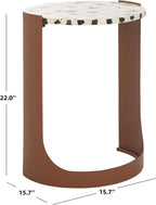 SAFAVIEH Couture Collection - Tomlinson Brown & White Metal Accent Table, Sculptural Modern Side Table, High-Gloss Resin Round Top, Fully Assembled (SFV6805B)