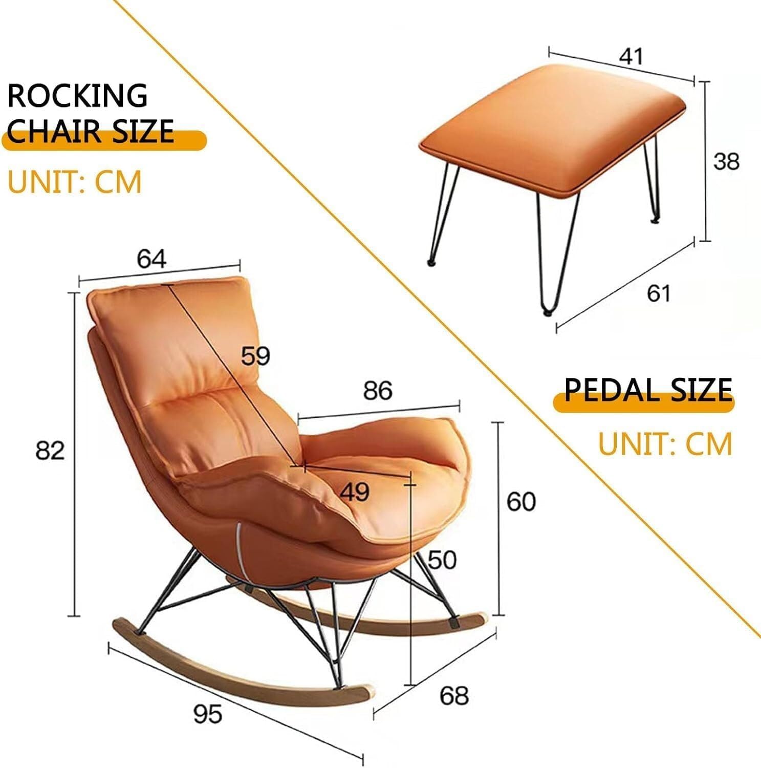 Home Living Room Bedroom Rocking Chair Glider Chair with High Backrest,Rocking Chair Adult Lazy Sofa Can Recline,Comfortable Living Room Rocking Chair with Footstool(D)