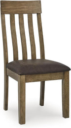 Signature Design by Ashley Vallister Dining Chairs Set of 2, Light Brown | Solid wood frame, Combination of leather and faux leather, Rustic dining room chairs, Slat back design, 250 lb capacity
