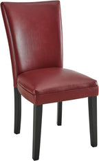 Set of 2 Retro Dining Chairs, Upholstered Parsons Chairs with Wooden Legs & Faux Leather, Perfect for Kitchen, Dining Room & Café, Wine Red