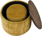 2-Piece Set Round Chenille Storage Ottoman, Equipped with a Drum Shaped Small Stool (style3)