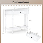 Giantex 2-Tier Narrow Console Table, 36" White Entryway Table with Storage Drawer & Elegant Legs, Wooden Sofa Table with Open Shelf for Living Room, Foyer, Hallway, Bedroom, Entrance