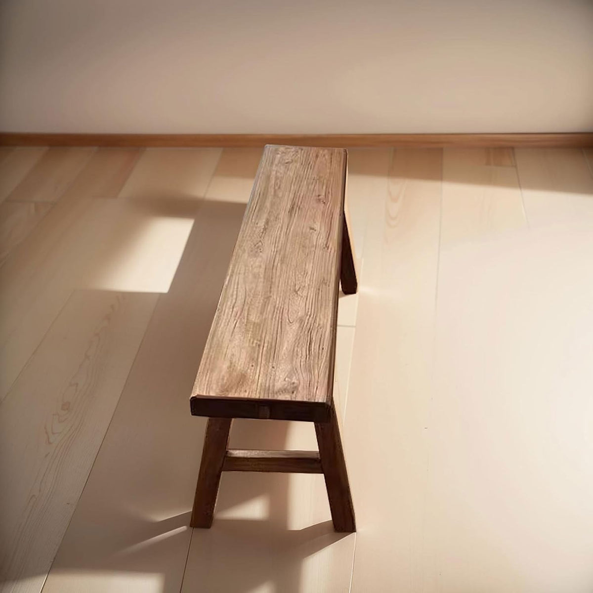 Farmhouse Wooden Narrow Bench Small Entryway Skinny Vintage Noodle Dining Benches For Table Rustic Indoor Kitchen End Of Bed Shoe Bench For Hallway Bathroom Backyard Garden Living Room Bedroom(55.1")