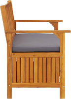 Gecheer Garden Storage Bench, 120 cm Solid Acacia Wood Patio Seating with Storage Compartment for Outdoor Garden and Patio