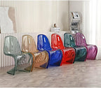 Etlegor Modern Clear Acrylic Dining Chair, S-Shaped Accent Side Chairs Stylish Makeup Stool with Sunflower-Shaped Cushion for Home Kitchen Dining Office(Red)