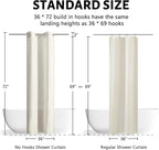 Furlinic No Hook Stall Shower Curtain 36 x 72 Inch,Small Narrow Fabric Waterproof Bathroom Curtain,Modern Hotel Style with 4 Plastic Grommets,Machine Washable,Beige