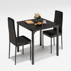 Gizoon Kitchen Table for 2, Table and Chairs Set of 2, 3 Piece Dinner Table Set with 2 Upholstered PU Leather Chairs for Dining Room, Living Room, Apartment, Small Space, Black