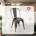 Giantex Metal Dining Chairs Set of 4, Farmhouse Kitchen Chairs with Removable Backrest, Space-Saving Stackable Bistro Cafe Side Chairs for Dining Room, Living Room, Restaurant (Bronze)