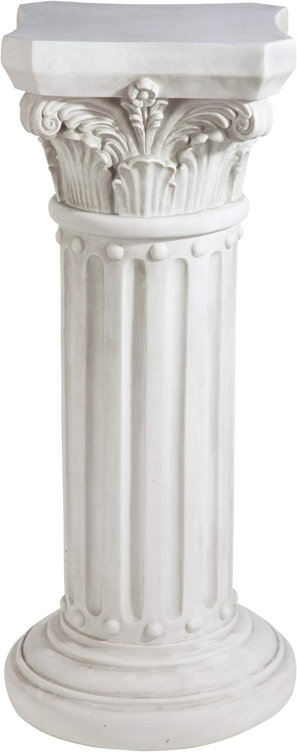 Design Toscano Athena Corinthian Furniture Pedestal Column Plant Stand, 16 Inches Wide, 16 Inches Deep, 33 Inches High, Handcast Polyresin, Antique Stone Finish