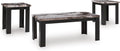 GTU Furniture Contemporary MDF Rectangular 3-Piece Coffee Table Set, Cocktail Table with 2 Matching End Tables, Dark Brown Finish for Living Room
