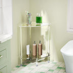 Clear Triangle Acrylic Side Table for Small Space, 11.81" L x 11.81" W x 19.82" H, 2-Tier Corner Shelf Stand End Table for Living Room Bedroom, Corner Display Rack Storage Shelf for Bathroom