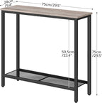 HOOBRO 29.5" Narrow Console Table, Small Entryway Table with Shelf, 2 Tier Thin Sofa Table, Behind Couch Table, Side Table, for Hallway, Living Room, Bedroom, Greige and Black BG74XG01