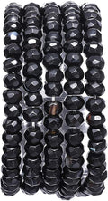 Faceted Natural Black Agate Stone Rondelle 4x6mm Loose Semi Gemstone Beads for Jewelry Making 38cm