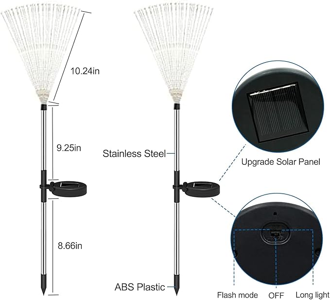 Anordsem Solar Lights Outdoor Waterproof: Garden Light Solar Powered for Yard Outside Decorations-Fireworks Lamp Led for Patio Pathway- Sparkler Stick Twinkle Gifts for Women Wife 4 Pack Warm White