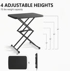 Small Folding Table, Height Adjustable in 2 Seconds with 4 Settings, Ultra-Thin 3" Foldable Design, No Assembly Required, Black 26-Inch TV Tray Laptop Desk for Picnic, Indoor/Outdoor Use, 1 Pack