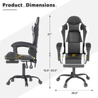 OS MOTOR Gaming Chair with Headrest and Lumbar Support, White | Ergonomic High Back Office Chair, Racing Style Executive Computer Desk Chair, Leather Adjustable Swivel Task Chair, Home