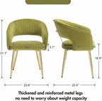 Hyfirm Green Velvet and Gold Dining Chairs, Set of 4 Modern Upholstered Arm Chairs with Hollow Backrest, Tufted Accent Side Chair with Sturdy Metal Legs for Dining Room, Living Room, Kitchen, Salon