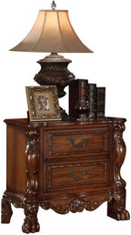 Nightstand with 2 Drawers in Cherry Oak Finish,for Small Spaces