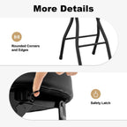 2PCS Folding Bar Stool with Backrest, Tall Folding Chair Counter Height Foldable Chairs Tall Bar Collapsible Stools for Adults Kitchen Guitar Shop Cafe Barstools (Black)