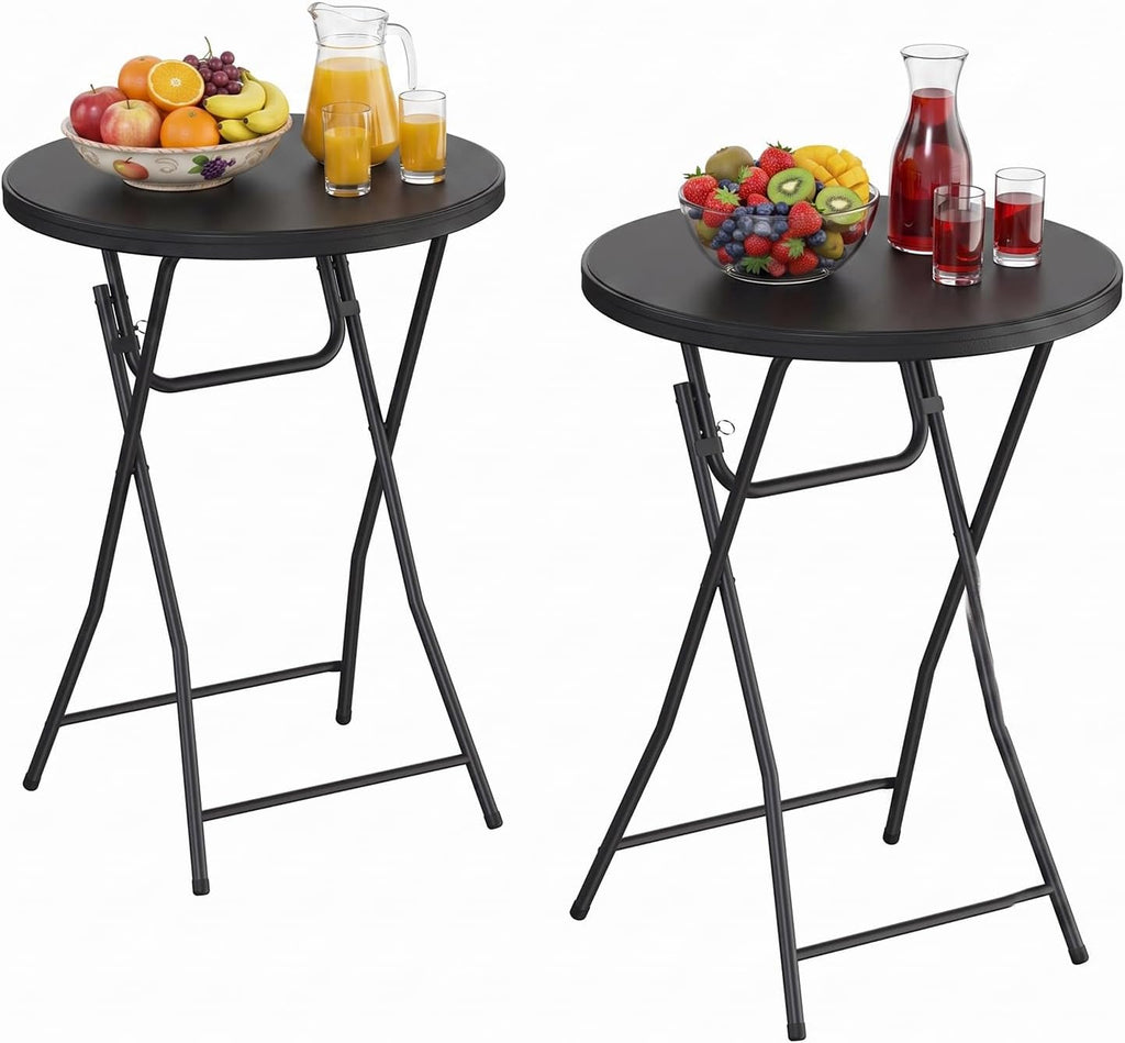 2 Pack Cocktail Table, 32 Inch Folding Table, High Top Round Tables, Black | No Assembly,Bistro Tall Folding Table for Commercial Furniture, Wedding, Banquet, Party, Indoor Outdoor Use