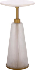 SAFAVIEH Home Collection - Paulon Round Side Table with White Marble Top & Cream Fluted Glass Base, Fully Assembled (ACC3216A)